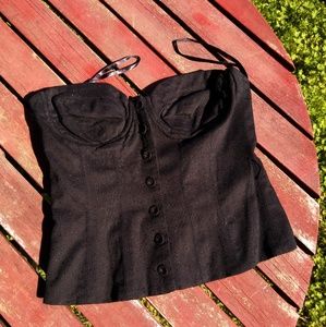 Bebe Black Bustier Corset Strapless Top
